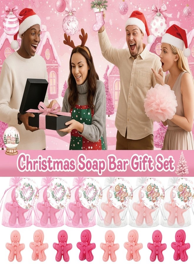 Dimsile 90 Pcs 30 Sets Soap Bar Gift Set Pink Handmade Gingerbread Soaps Favors Bulk with Organza Bags Tags Stuffers Gifts for Guests Holiday Party Favors - Image 5